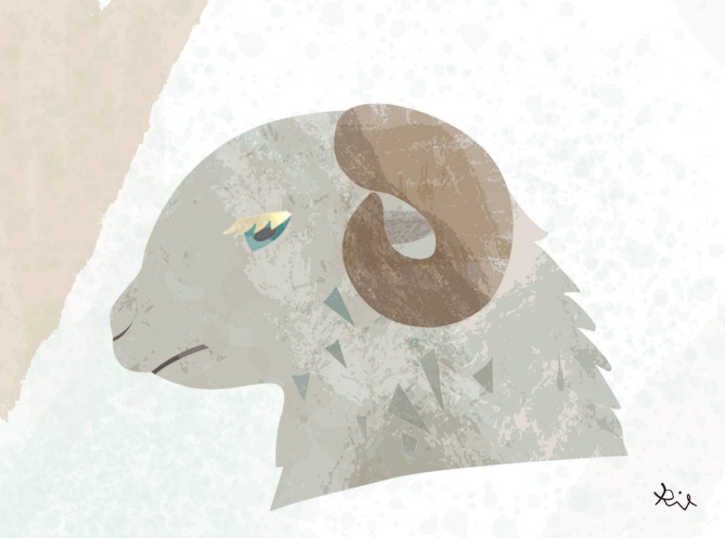 羊の横顔 なごや印のイラスト 音楽記